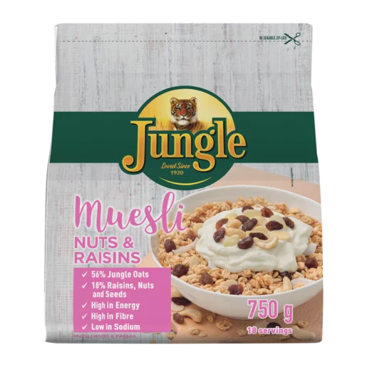 Jungle Oats – Jungle Energy Crunch Nuts & Raisins Muesli 750g – 750 G – Muesli and Granola – South African Products