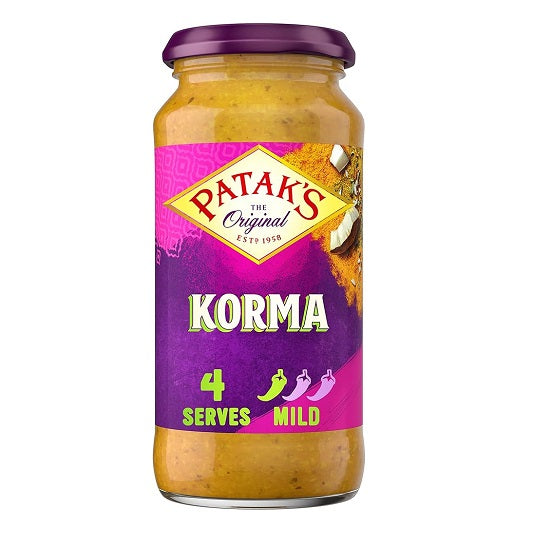 Patak’s Korma Curry Sauce Mild – 450g Jar | Creamy & Fragrant Indian Classic