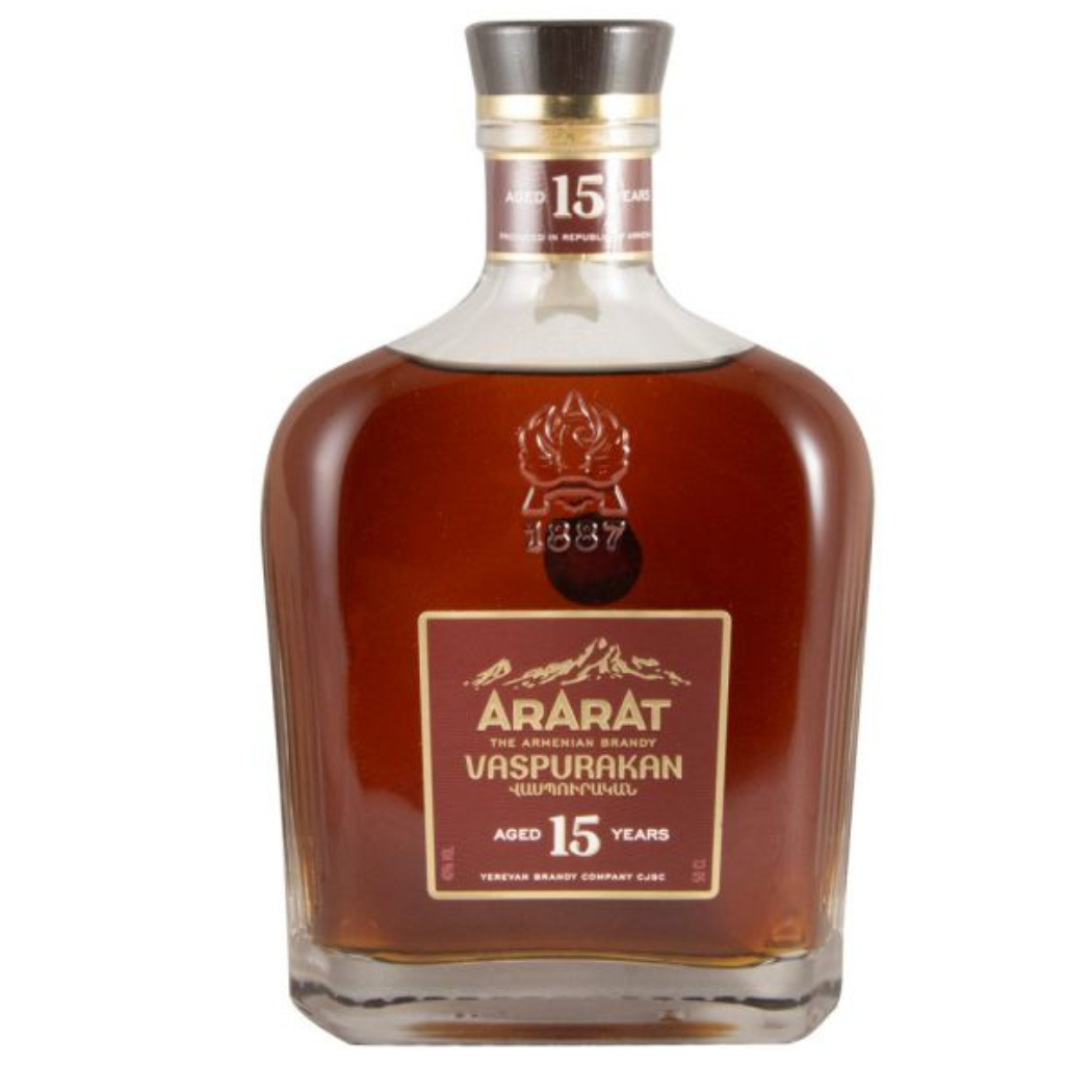 ARARAT Vaspurakan 15 Years Old Brandy 500ml 40% ABV premium Armenian brandy with dried fruit spice toasted bread and coffee notes