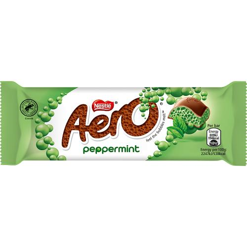 Aero Peppermint 36g bubbly mint milk chocolate bar Chocolate and Snack Bars and Nougat Festive South African Products