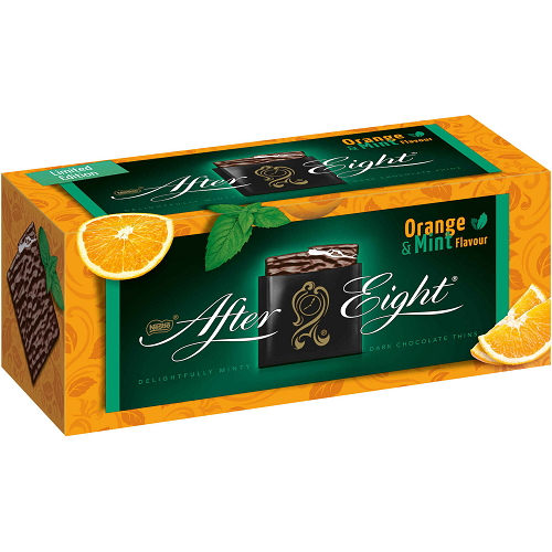 After Eight Dark Chocolate Bonbons with Mint and Orange 200 g – British festive chocolate gift, mint and orange bonbons, Christmas sweet box