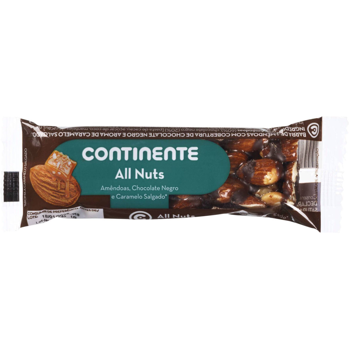 Almond Dark Chocolate and Salted Caramel Nut Bar 35g