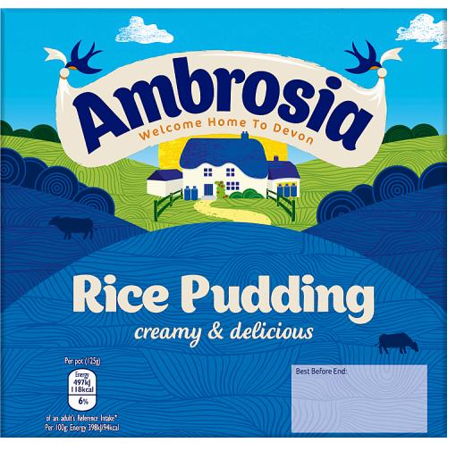 Ambrosia Rice Pudding 4 Pack 125g – Classic British Creamy Dessert