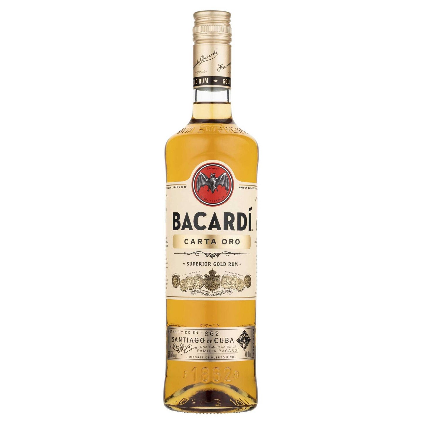 Bacardi Oro gold rum 700ml 35% ABV smooth amber rum vanilla caramel mixing rum classic cocktail rum Beer Spirits and Wine
