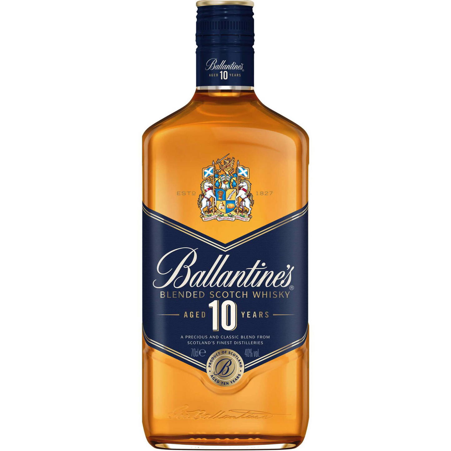 Ballantine’s 10 Years Old Blended Scotch Whisky – 700ml Bottle (40% ABV)