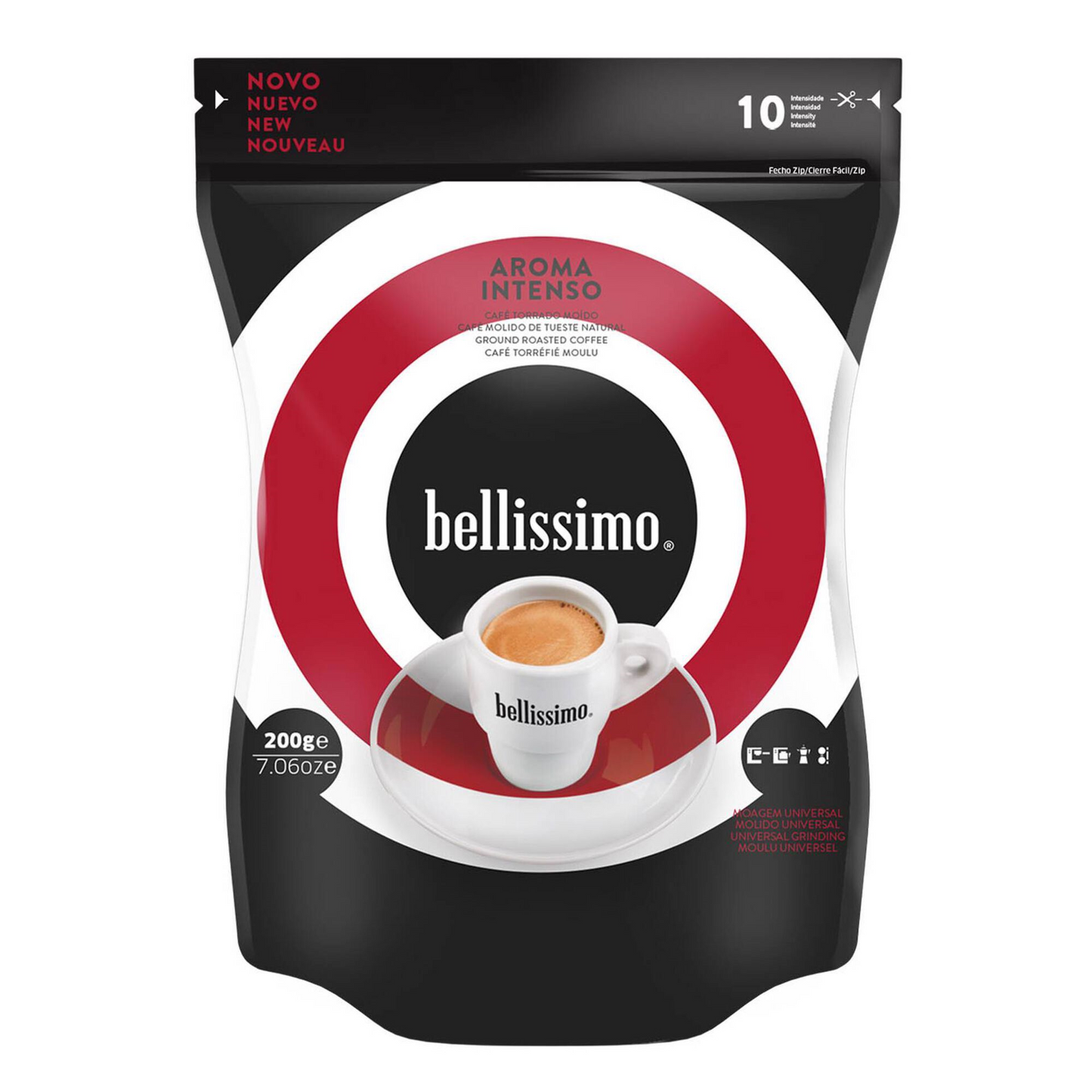 Bellissimo Roasted Ground Coffee Intense Aroma Int 10 200g