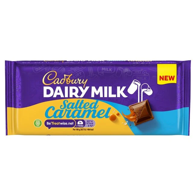 Cadbury Dairy Milk Salted Caramel 120g creamy milk chocolate tablet with salted caramel filling South African Products