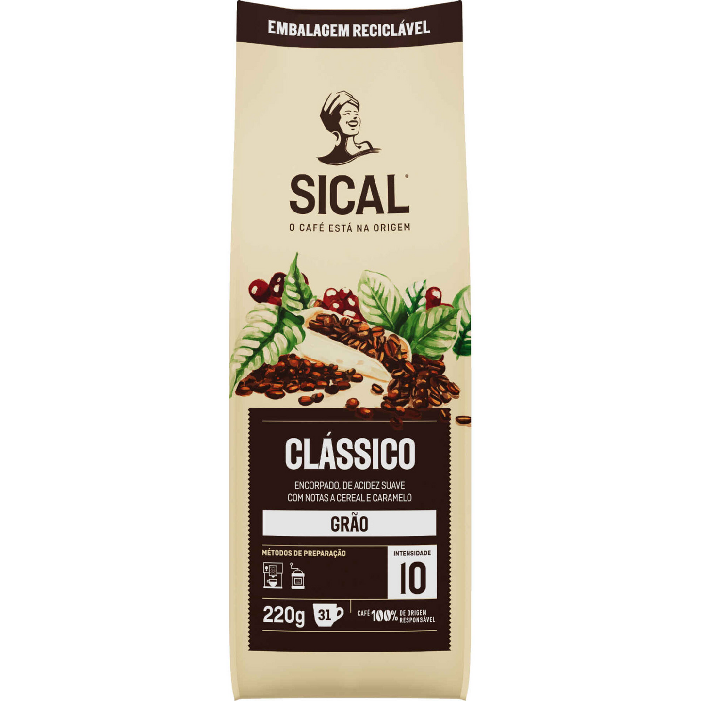 Granos de café tostados clásicos Sical Int. 10