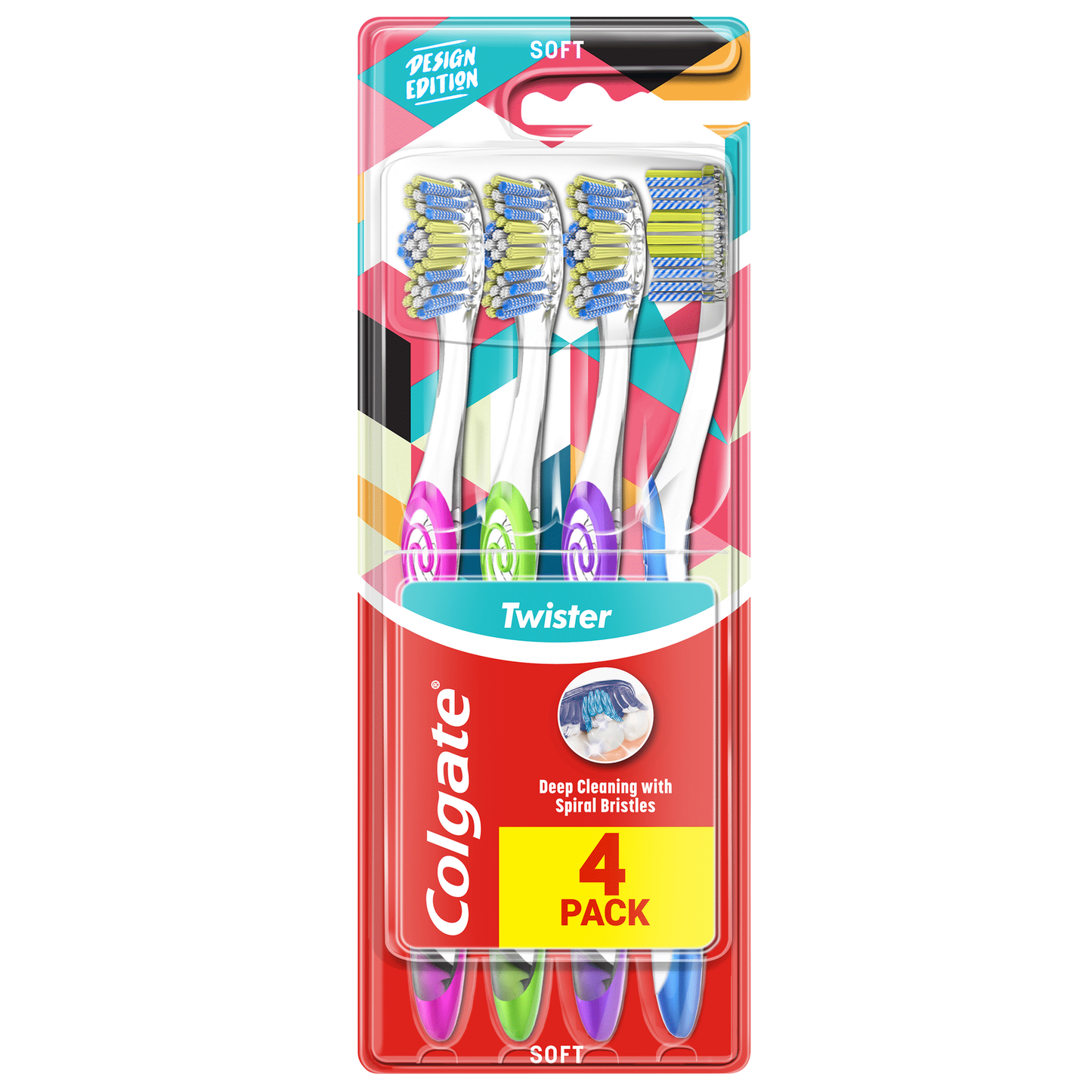 Colgate twister toothbrush 4 pack manual toothbrush family oral care soft bristles gum care daily hygiene