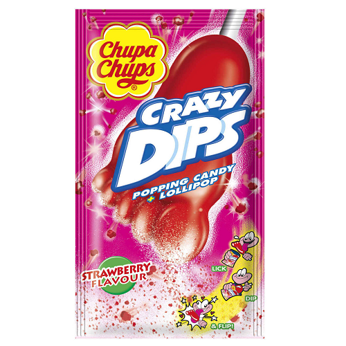 Crazy Strawberry Dips – Chupa Chups 16 g | Festive Lollipop and Candy Treat