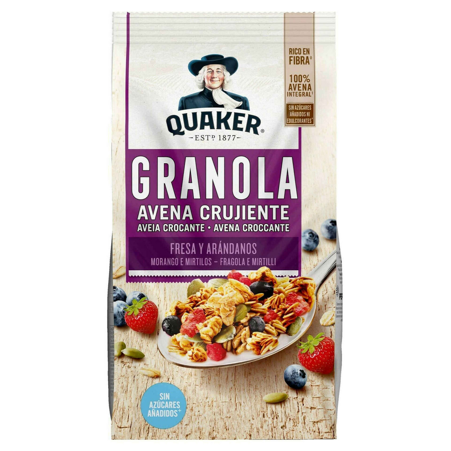 Quaker – Crunchy Oat Granola Strawberry and Blueberry Quaker 350 g – Nutritious Start, Great Taste – 350 G – Oat Flakes and Porridge – South African Products