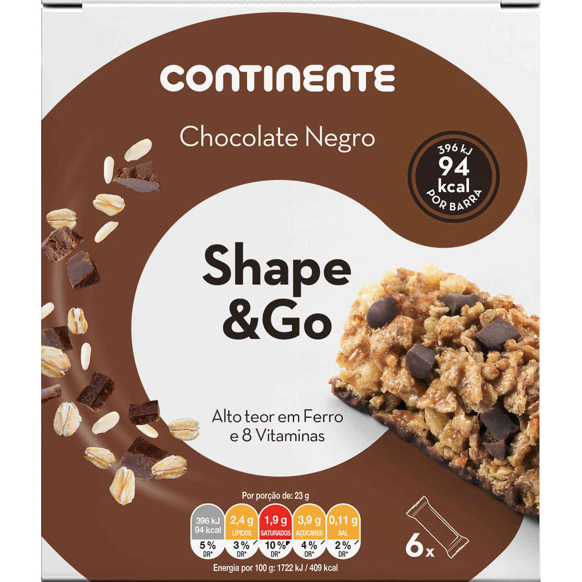 Shape and Go Dark Chocolate Cereal Bars 138g