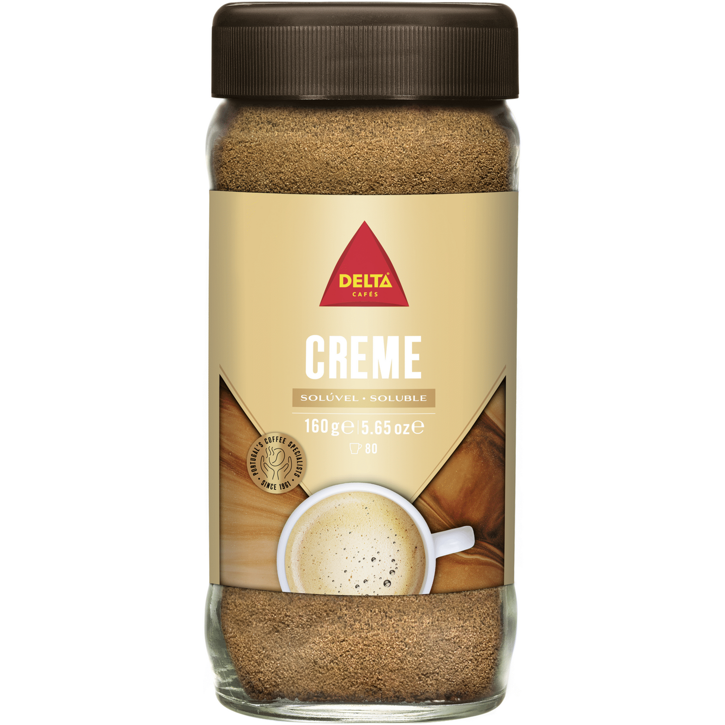Delta creme instant coffee 160g glass jar premium soluble coffee instant coffee and cappuccino