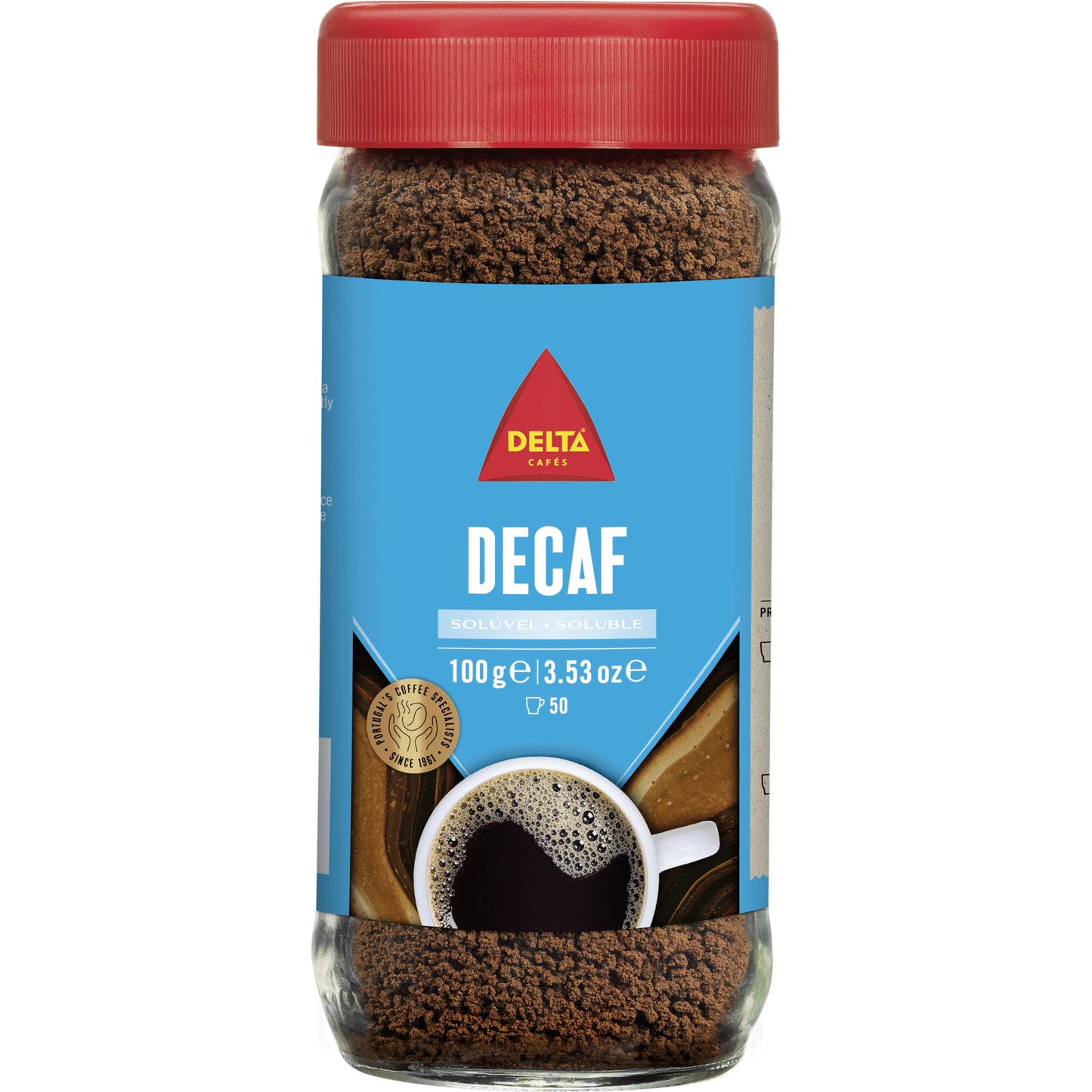 Delta decaffeinated instant coffee 100g glass jar premium decaf soluble coffee instant coffee and cappuccino