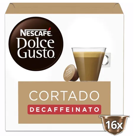 Dolce Gusto decaffeinated cortado pods 16 drinks espresso milk coffee capsules