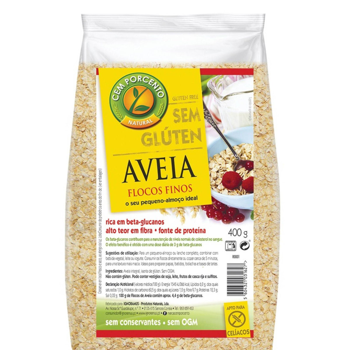 Cem Porcento Gluten Free Fine Oat Flakes 400g