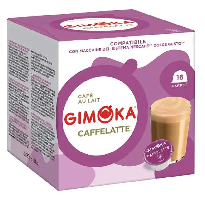 Gimoka Café Con Leche coffee capsules 16 pack Dolce Gusto compatible creamy milk coffee pods smooth mild coffee capsules