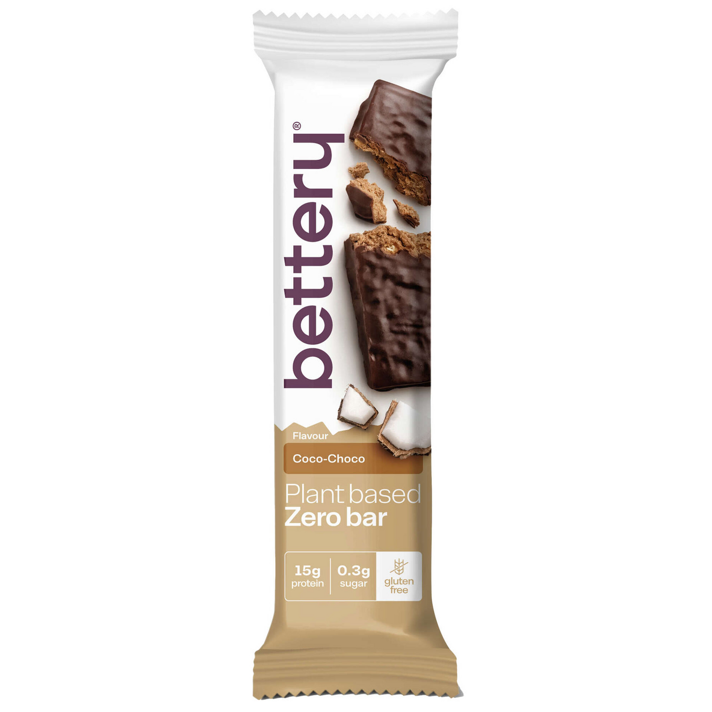 Bettery – Gluten-Free Zero Cocoa and Chocolate Plant Protein 55g – 55 G – Cereal and Protein Bars
