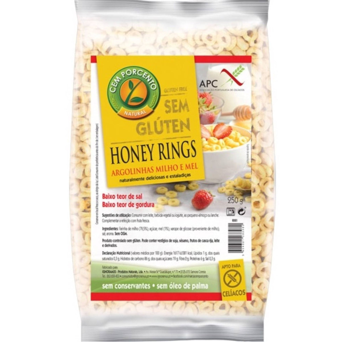 Cem Porcento Gluten Free Honey Rings 250g