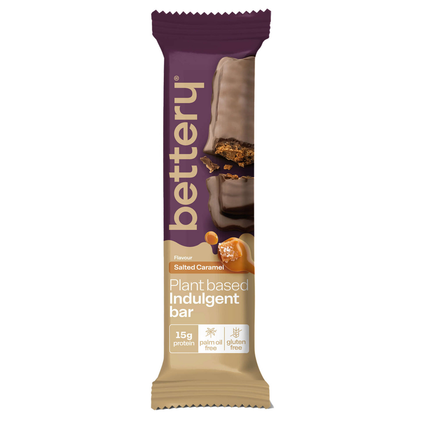 Bettery – Gluten Free Indulgent Salted Caramel Plant Protein Bettery 55g – 55 G – Cereal and Protein Bars
