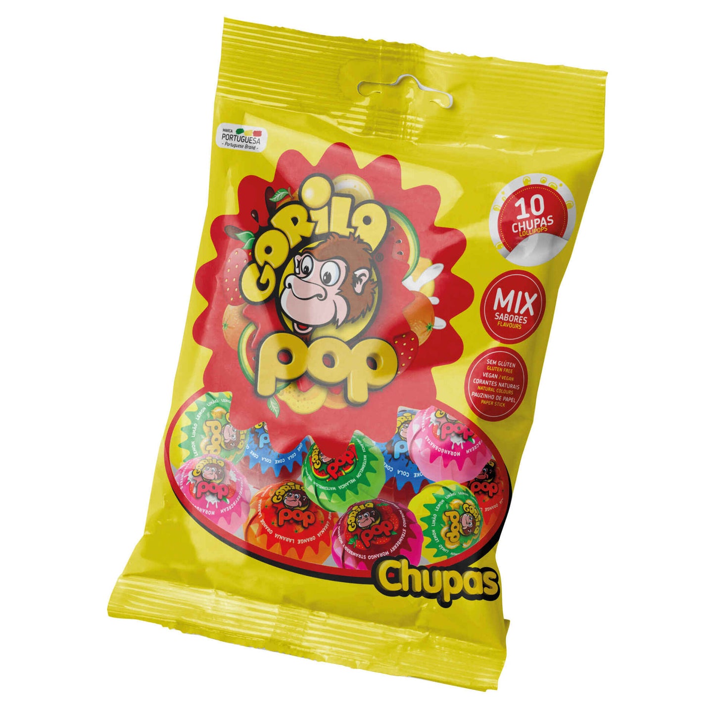 Gorilla assorted lollipops 94g fruity candy lollipop pack