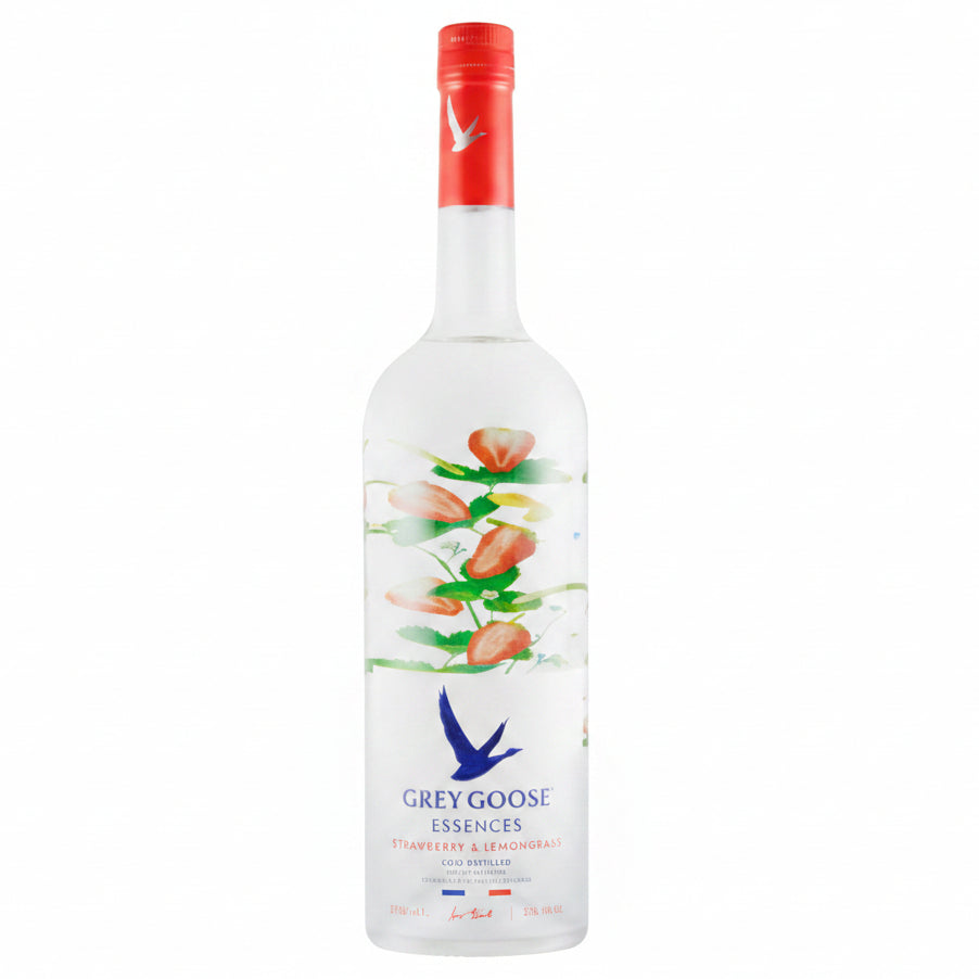 Grey Goose Essences Strawberry and Lemongrass 700ml 30% ABV French vodka infused with strawberry and lemongrass for refreshing cocktails