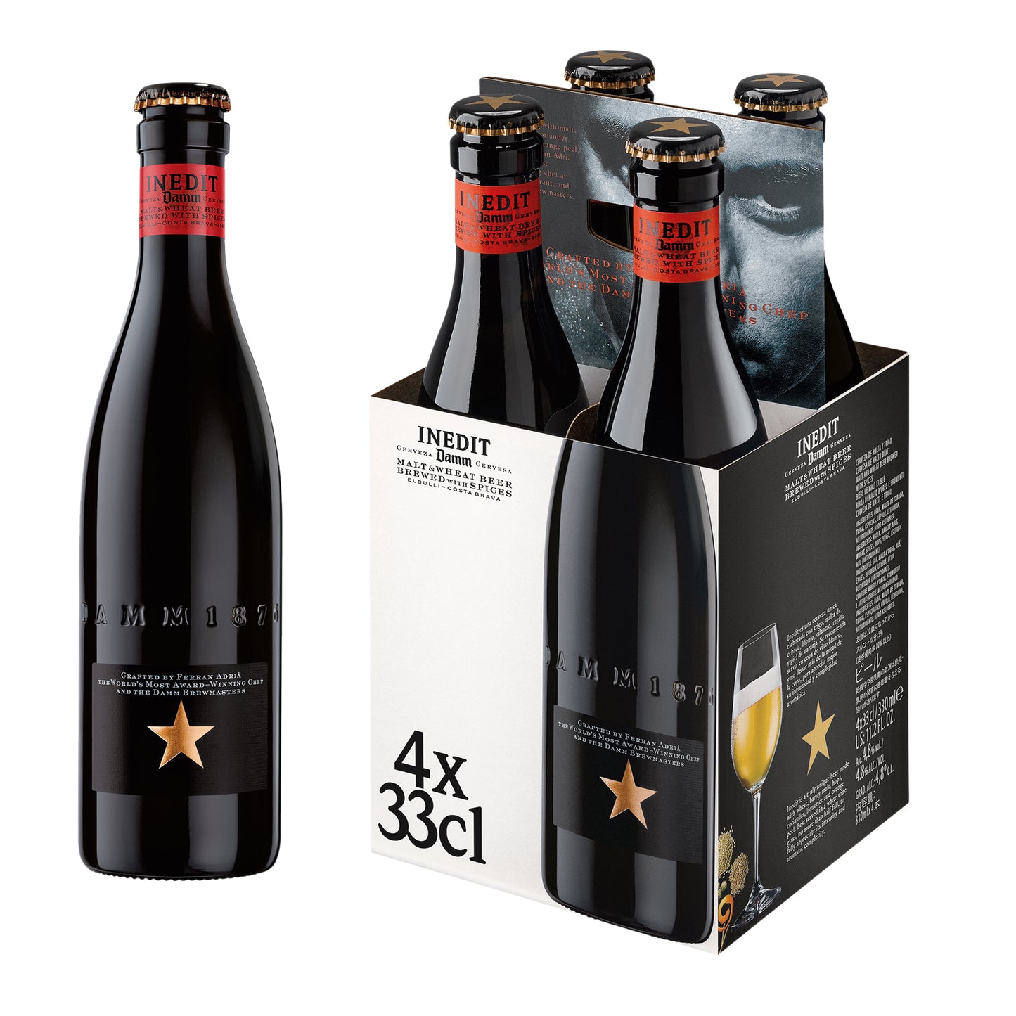Inedit Estrella Damm – 4 x 330ml Bottles (4.8% ABV) | Premium Spanish Gastronomic Beer