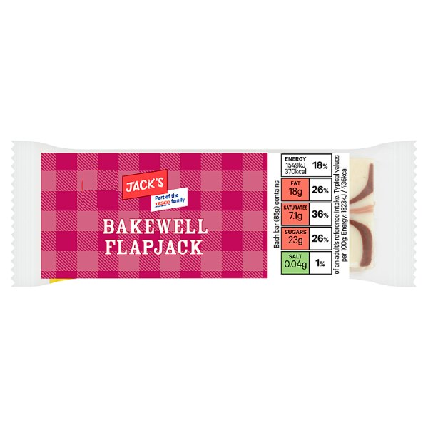 Jacks – Jaks Bakewell Flapjack – 85g | Oaty Bar with Cherry and Almond – 85 G – Cereal and Protein Bars