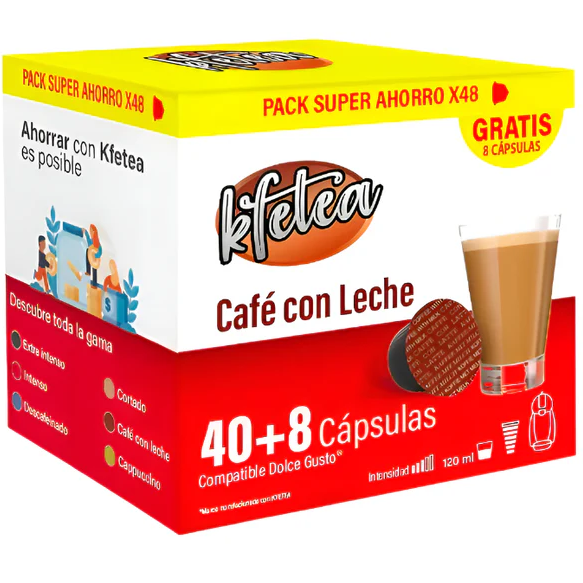 Kfetea Café Au Lait coffee capsules 48 pack Dolce Gusto compatible creamy milk coffee pods bulk capsules smooth mild drink