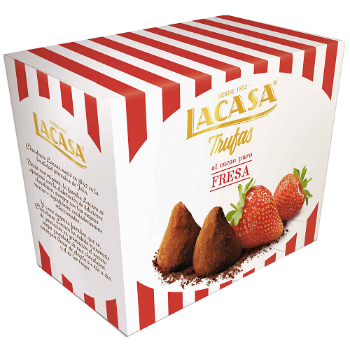 Lacasa Strawberry Truffles 200 g – Spanish chocolate bonbons with strawberry filling, festive sweet gift box and Black Friday treat.