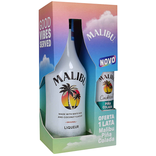 Malibu Coconut with Malibu Piña Colada Tin Offer – 700ml Bottle (21% ABV) | Tropical Caribbean Classic