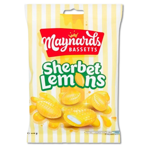 Maynards Bassetts Sherbet Lemons 192 g – festive British sweets, citrus sherbet confectionery, Christmas gift sweets, classic lemon candy, South African Products