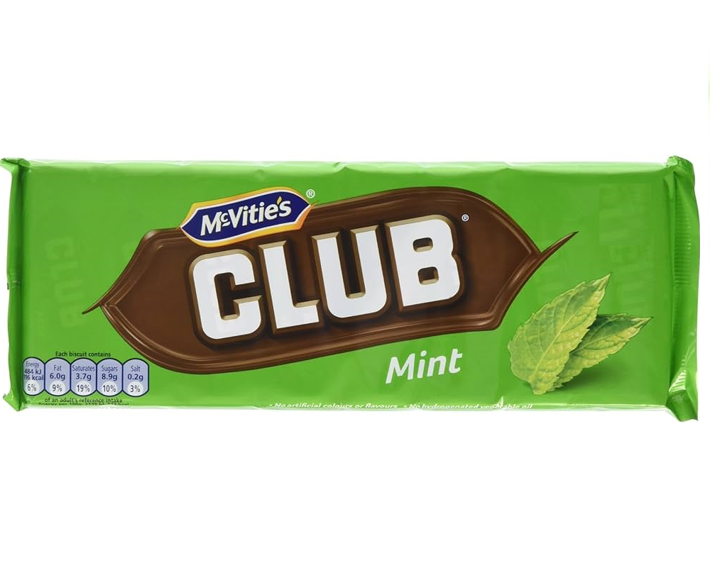 McVitie’s Club Mint 6 Pack 132g – classic British biscuit bars with mint cream and milk chocolate – Cookies and Rusks – British Products – South African Products – Chocolate