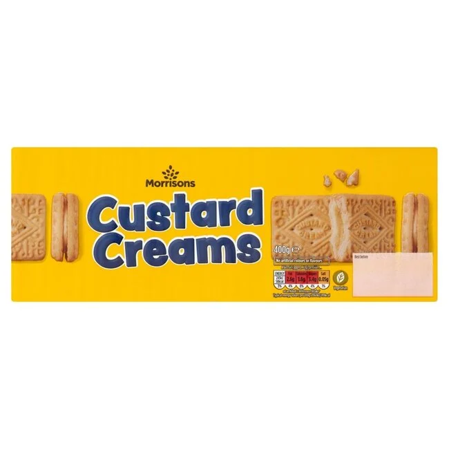 Morrisons Custard Cream Biscuits 400g pack – classic British biscuits with vanilla custard cream – Cookies and Rusks – British Products – South African Products