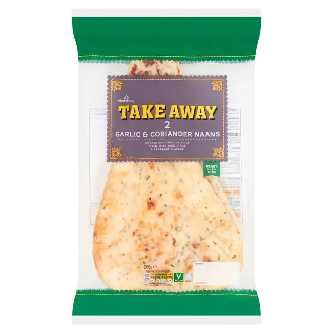 Morrisons Garlic and Coriander Naan – 2 Pack () 2PACK Crackers 260 g – savoury crackers; Crackers Salty and Healthy