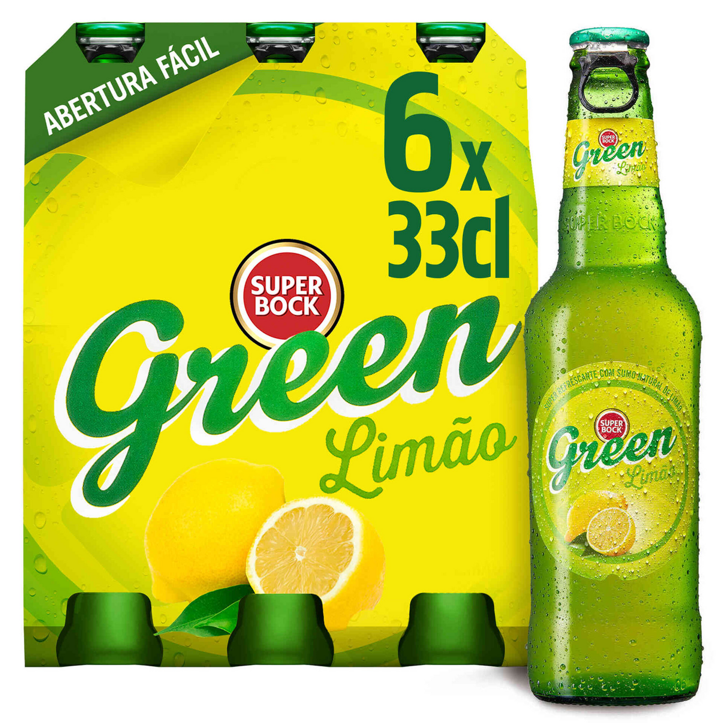 Super Bock Lemon – 6 Pack (330ml Bottles, 2% ABV) | Refreshing Portuguese Citrus Lager
