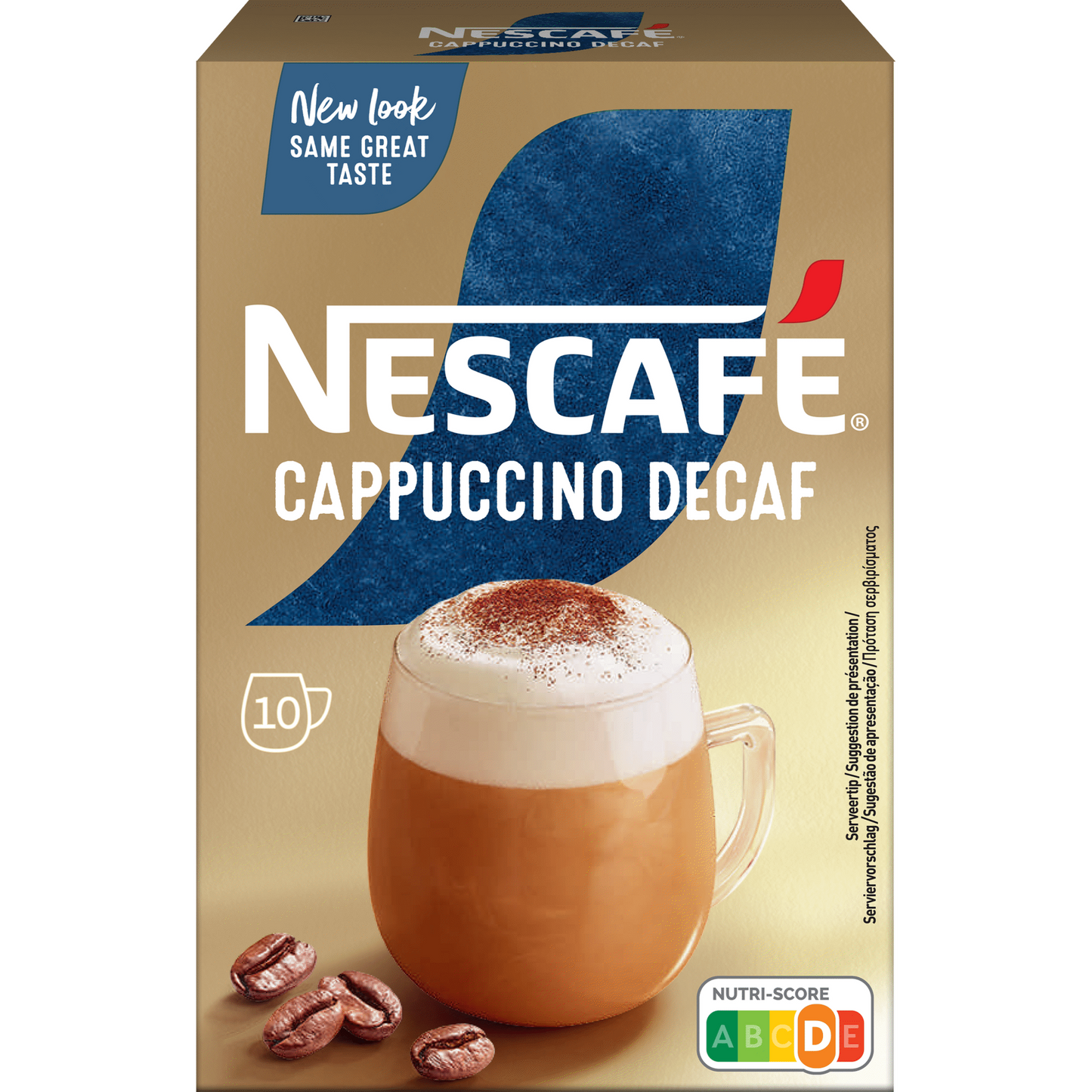 Nescafe gold cappuccino decaffeinated instant coffee 10 x 12.5g premium sachets instant coffee and cappuccino