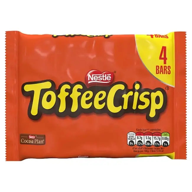 Nestle Toffee Crisp 4 pack 152g crispy cereal caramel milk chocolate bars classic British chocolate multipack snack bars