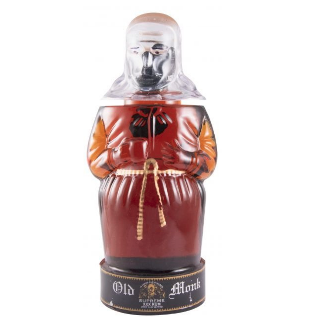 Old Monk Supreme XXX Rum 750ml 42.8% ABV premium Indian vatted aged dark rum in distinctive monk-shaped bottle Discover Top Rums