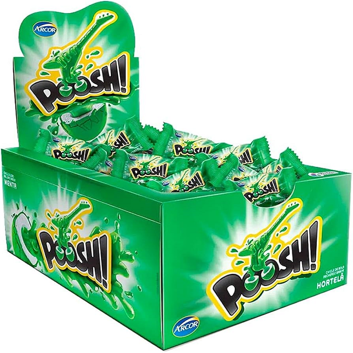POOSH Mint Bubble Gum 40 Units Box mint flavoured liquid filled bubblegum chewy candy Bubblegum Chewing and Gum Balls confectionery box