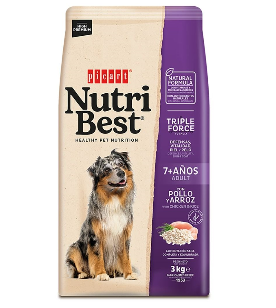 Alimento para perros Picart Nutribest Senior 7+ Pollo 3 kg