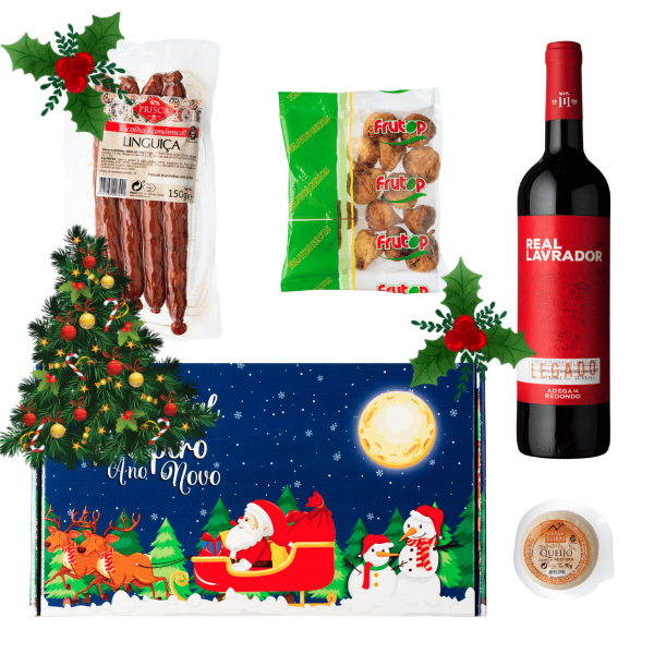 Portuguese Christmas Hamper – Legacy Alentejo red wine, Prisca sausage, Serra das Beiras cheese, Frutop dried figs – festive gourmet gift set – South African Products
