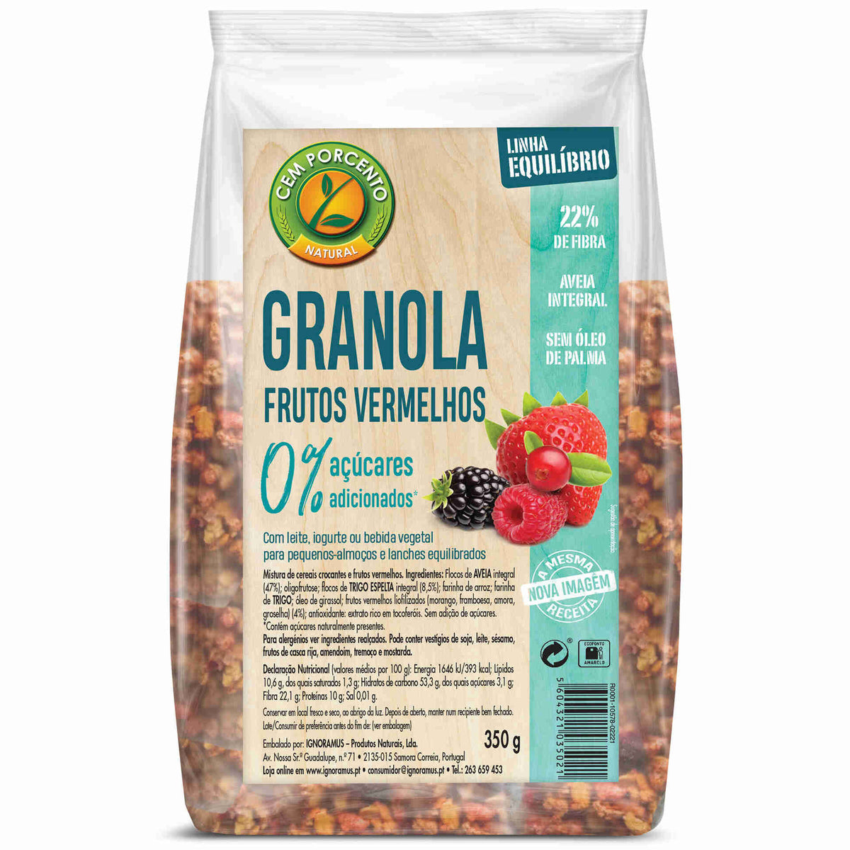 Cem Porcento Red Berry Granola Plus 350g
