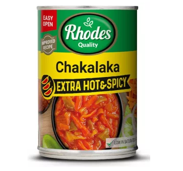 Rhodes chakalaka extra hot and spicy 400 g South African vegetable relish tomato based Pickles and Relishes Tomato Pulps Relish and Sauces