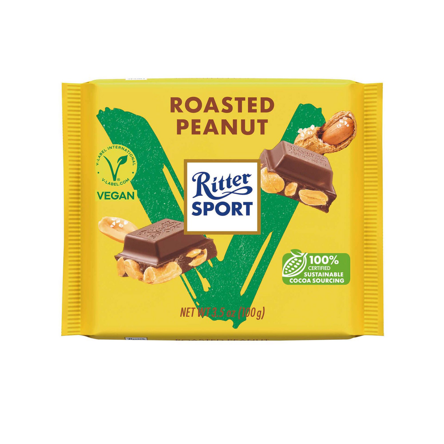 Ritter Sport chocolate peanut and salt tablet 100g square slab Chocolate Tablets and Slabs