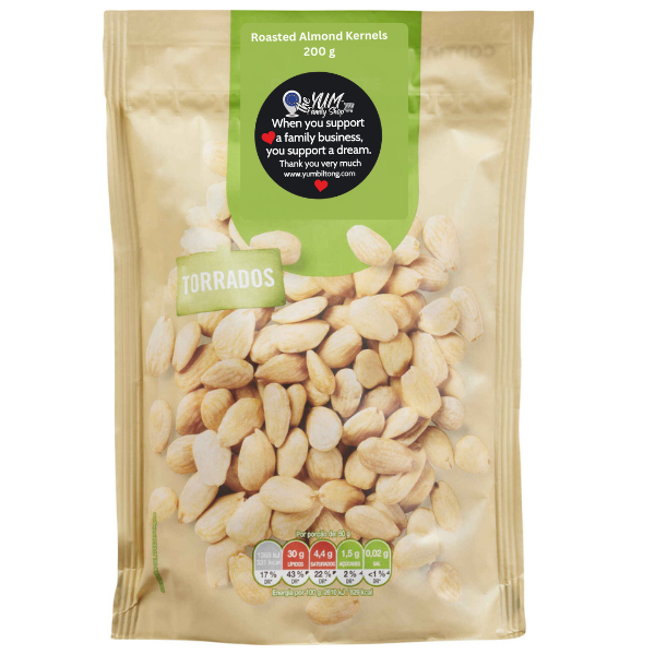 Roasted almond kernels 200 g crunchy natural nuts for snacking baking and cooking