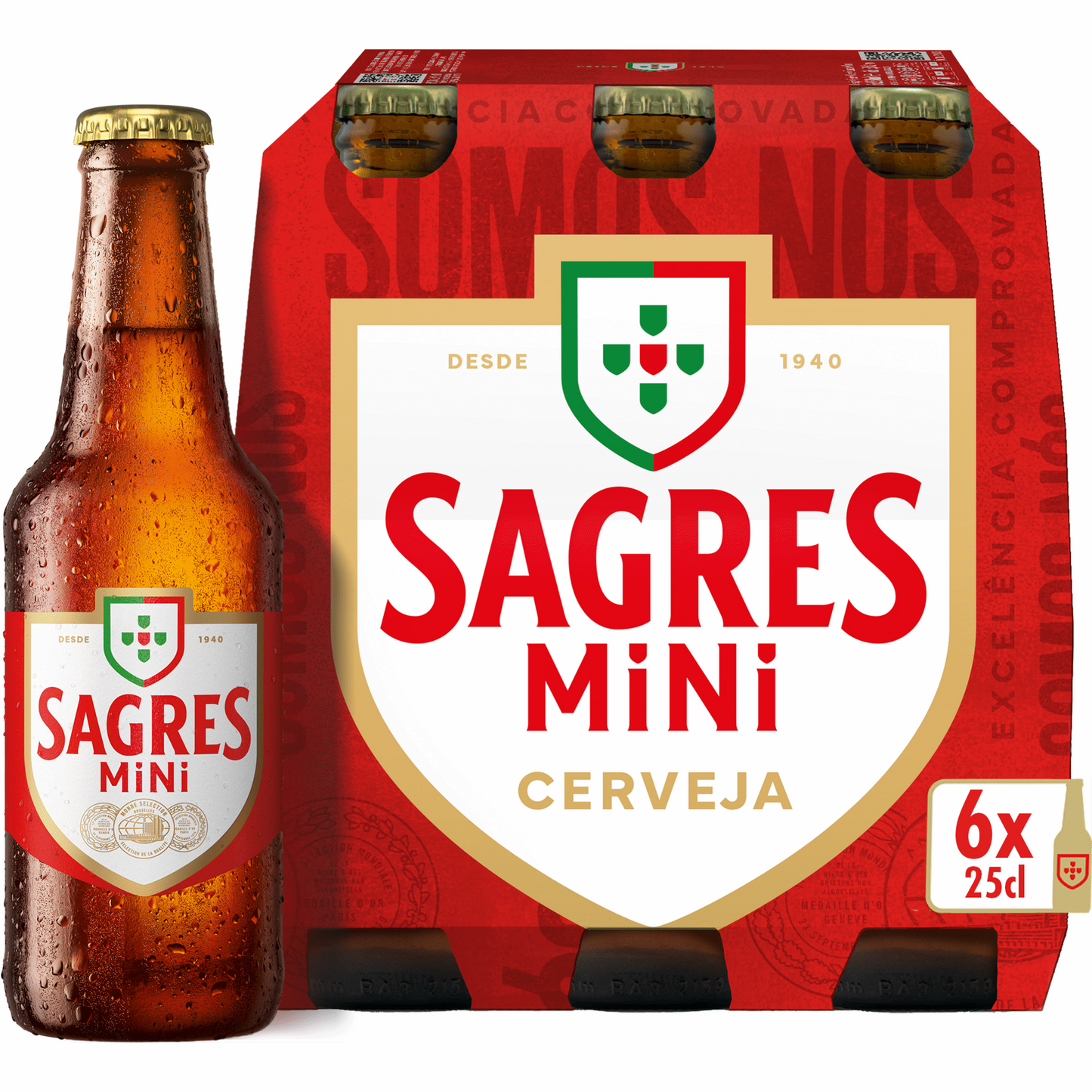 Sagres Mini – 6 Pack (250 ml Bottles, 5% ABV) | Stretch of Mini, Pure Portuguese Pilsner