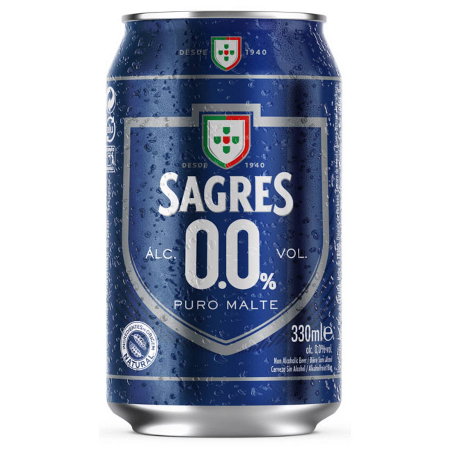 Sagres Non-Alcoholic Beer – 330ml Bottle (0.0% ABV) | Crisp Alcohol-Free Lager