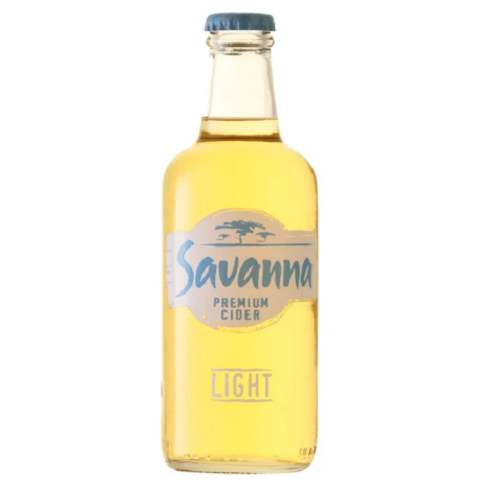 Savanna Premium Cider bottle on a white background