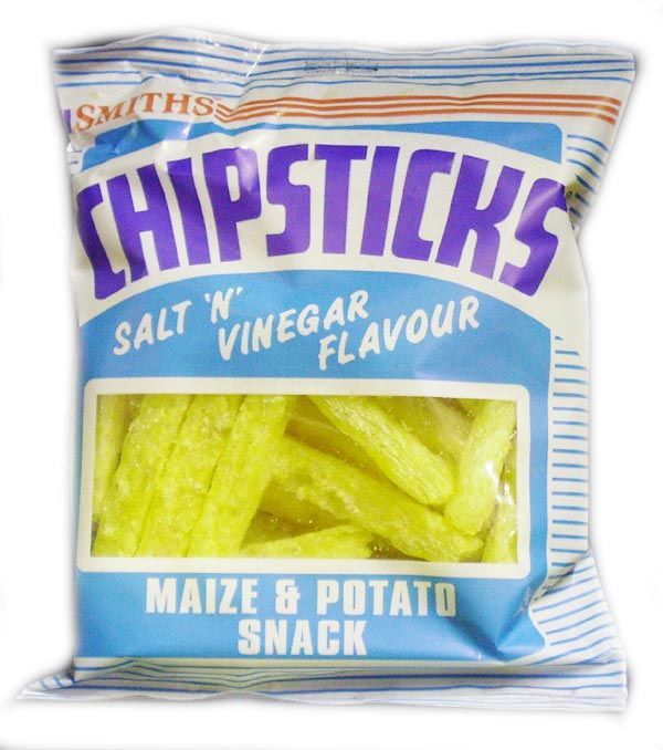 Smiths Chipsticks Salt and Vinegar 17 g small pack corn snack lunch size Chips and Crisps Lunch Snack Size Chip Packets Crunchy Savoury and Spicy Snacks